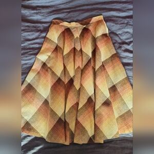 Vintage Plaid Wool Blend Skirt